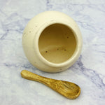 Stoneware Salt Cellar with Wooden Spoon