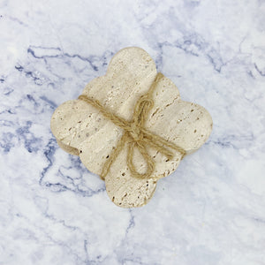 Travertine Coasters with Scalloped Edges