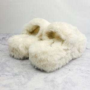 Ivory Platform Fuzzy Slippers