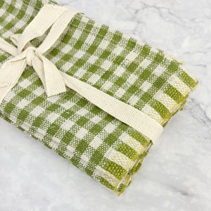 Green Gingham Linen Napkin Set