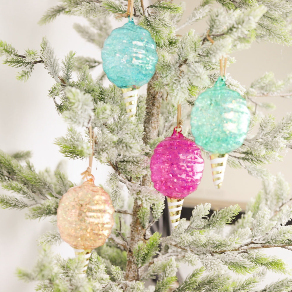 Glass Cotton Candy Ornament