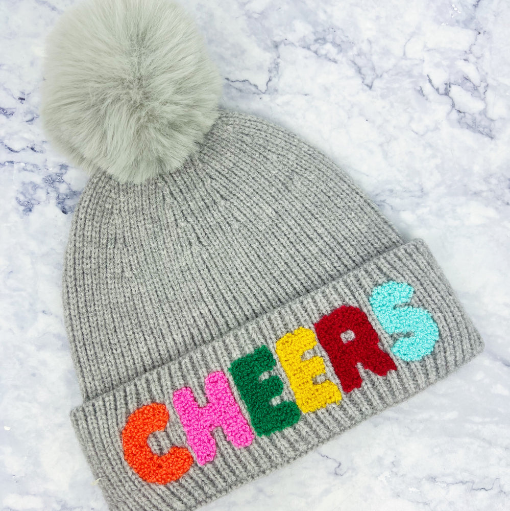 Grey Cheers Pom Hat