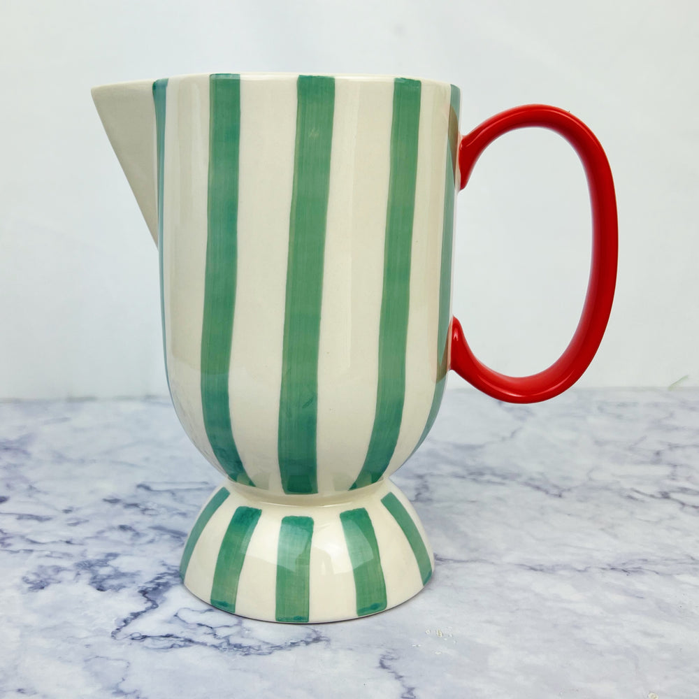 Holiday Stoneware Footed Pitcher