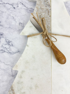 
                
                    Load image into Gallery viewer, Marble Tree Cutting Board with Knife
                
            