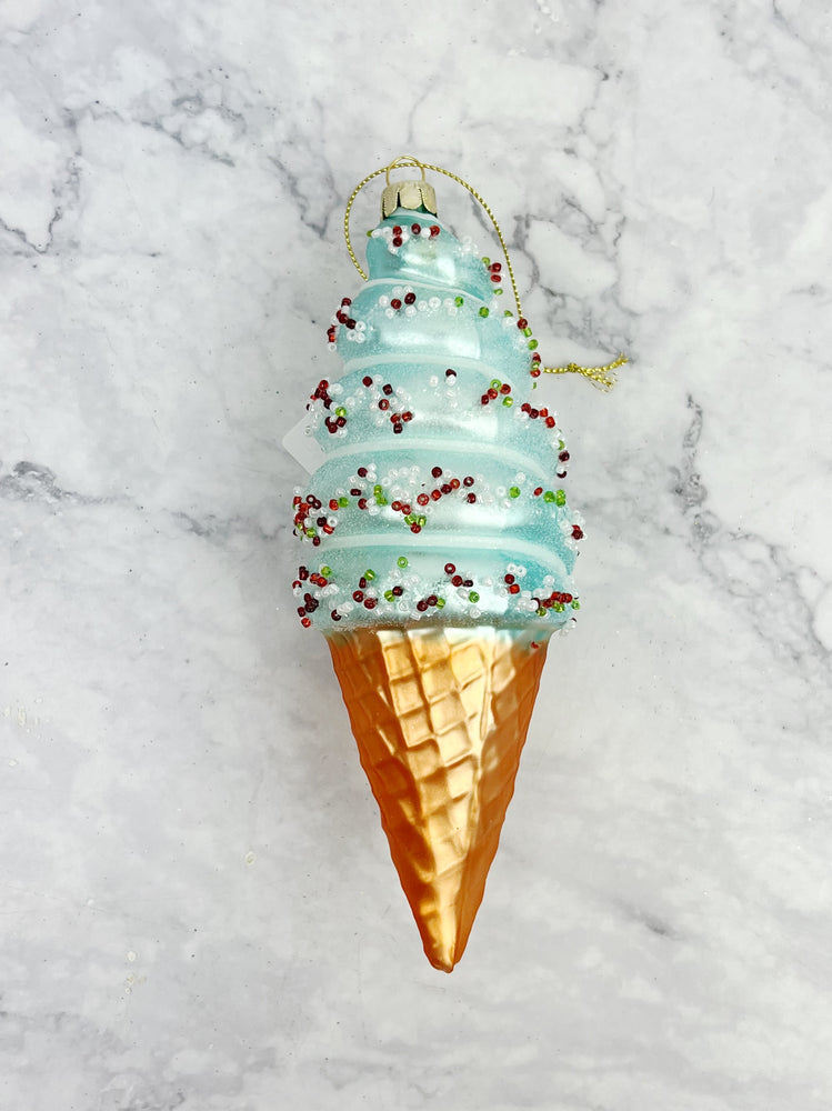 Ice Cream Cone Glass Ornament