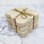 Travertine Coasters with Scalloped Edges