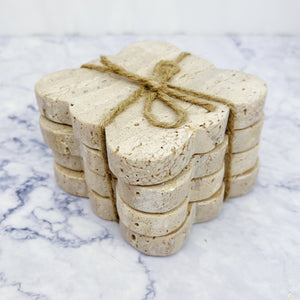 Travertine Coasters with Scalloped Edges