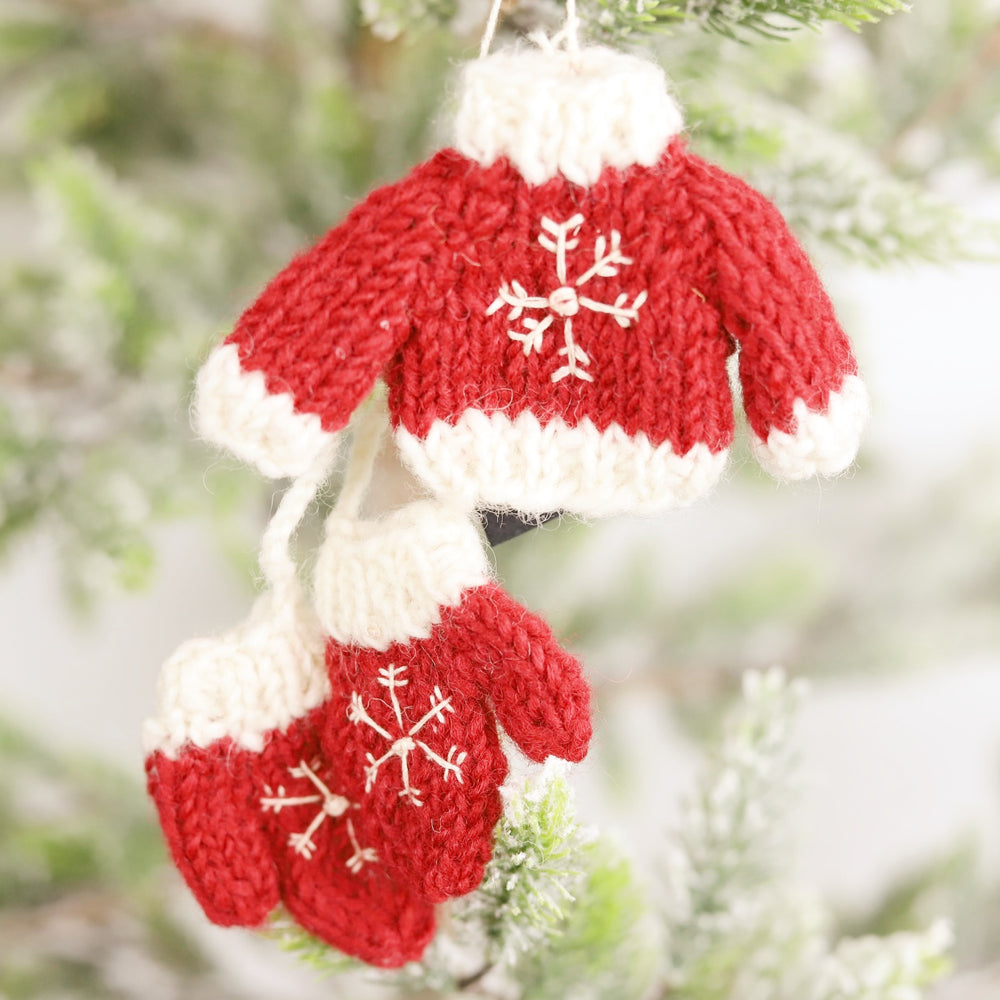 Knitted Sweater & Gloves Ornaments
