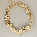 Gold Metal Leaves and Flowers Wreath