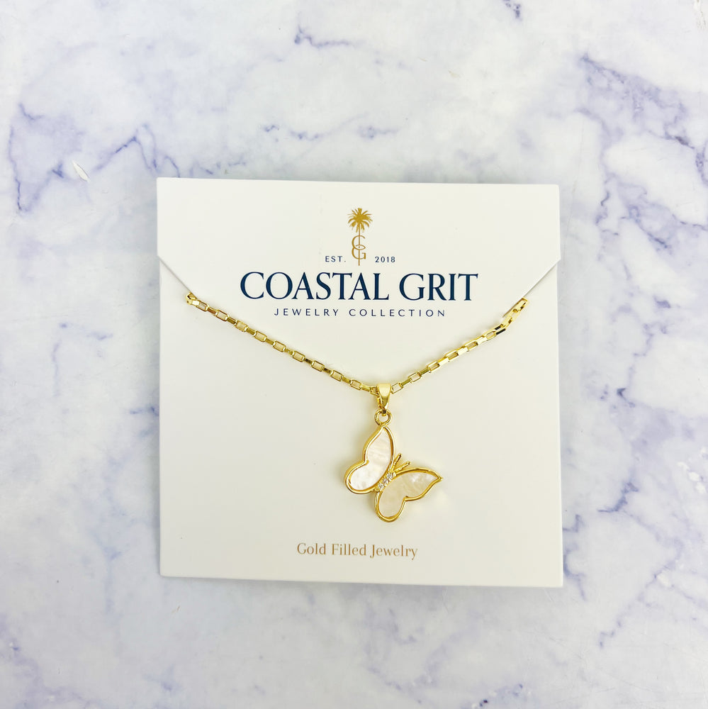 Mother of Pearl Butterfly Necklace
