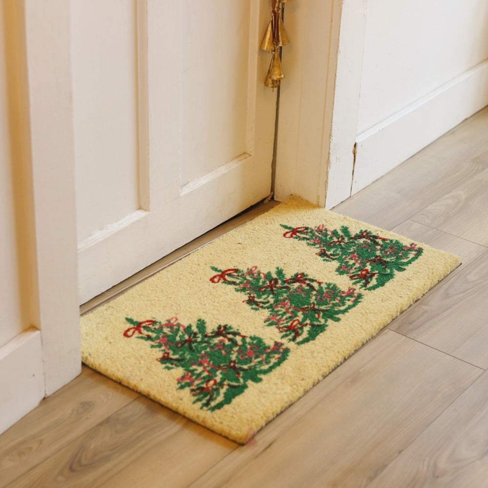 Put A Bow On It Christmas Tree Coir Doormat