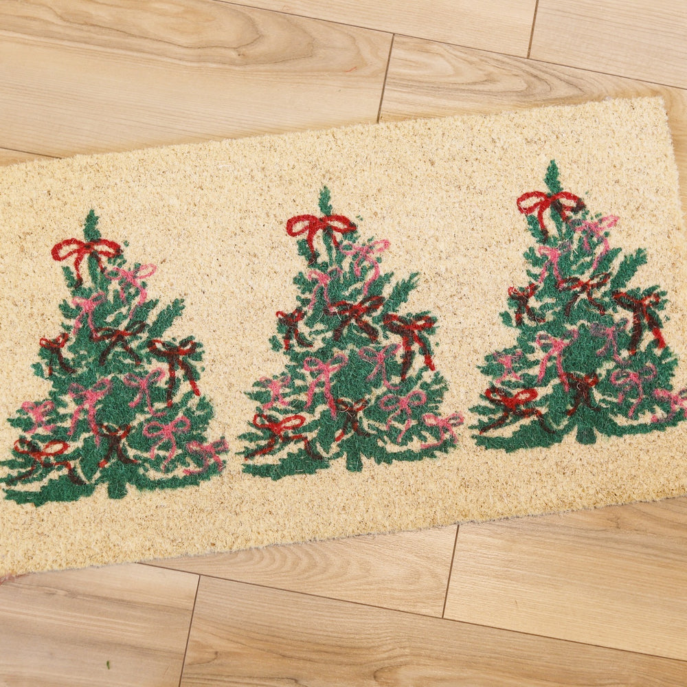 Put A Bow On It Christmas Tree Coir Doormat