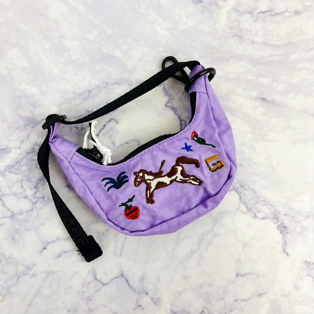 Crescent Bag Charm - Embroidered Pony