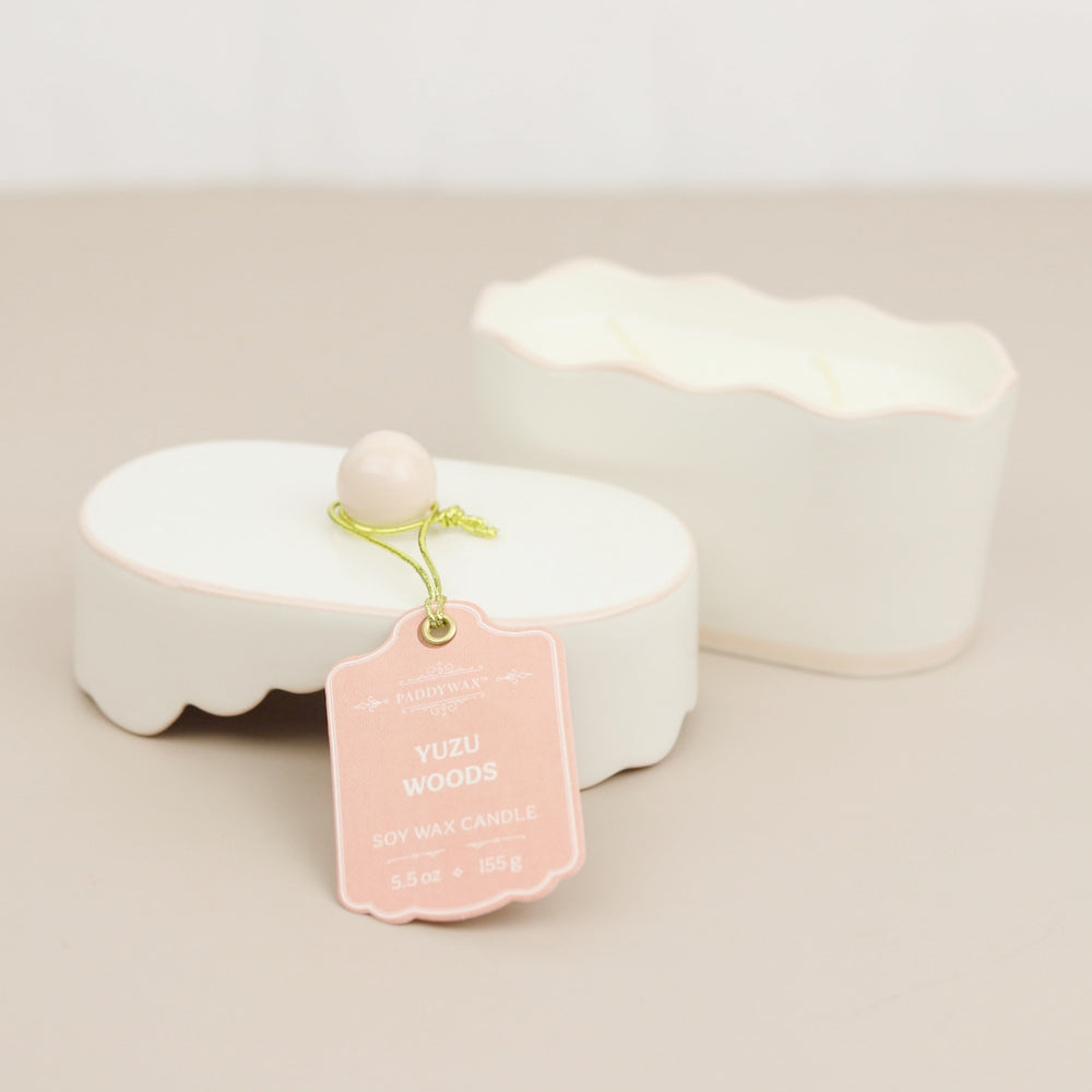 Cherie Porcelain Ceramic Candle with Colored Accents
