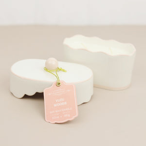 Cherie Porcelain Ceramic Candle with Colored Accents