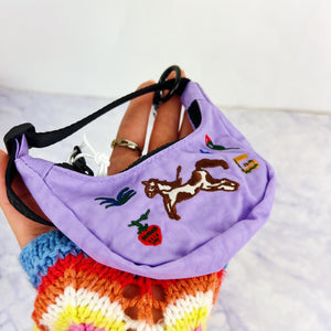 Crescent Bag Charm - Embroidered Pony