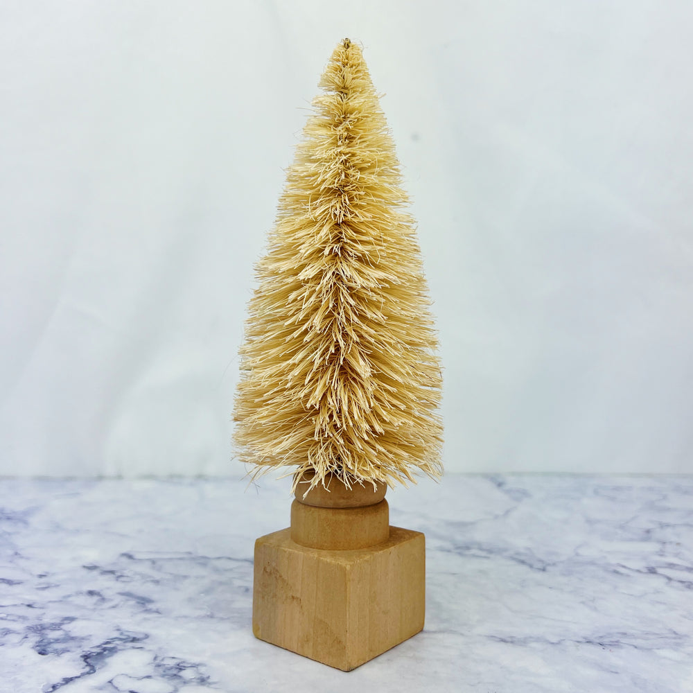 Cream Bottle Brush Tree with Wood Base