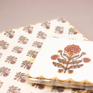 Scalloped Floral Cocktail Napkin