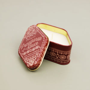 Bandana Tin Candle- Pomegranate Spruce