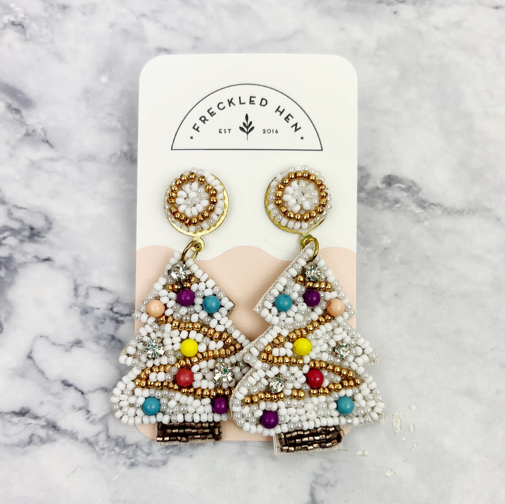 Beaded Christmas Tree Earrings