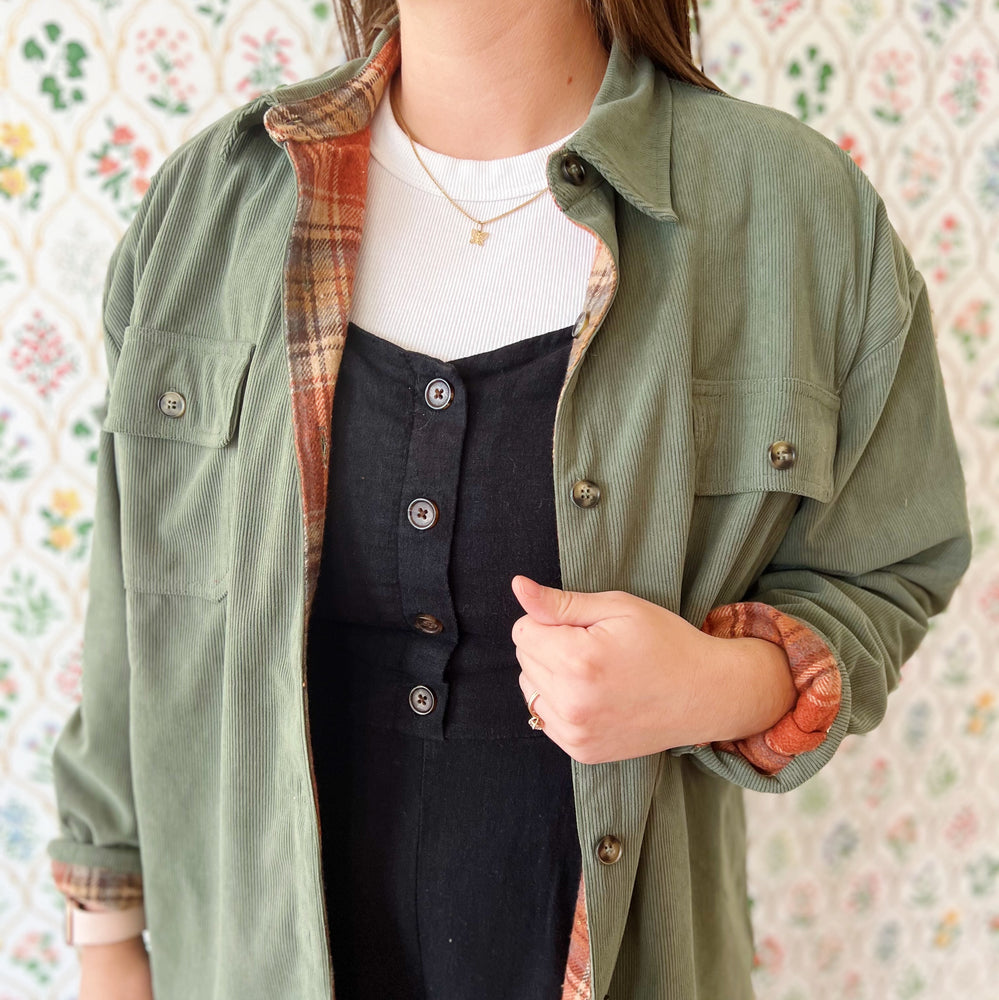 Reversible Plaid and Corduroy Button Down