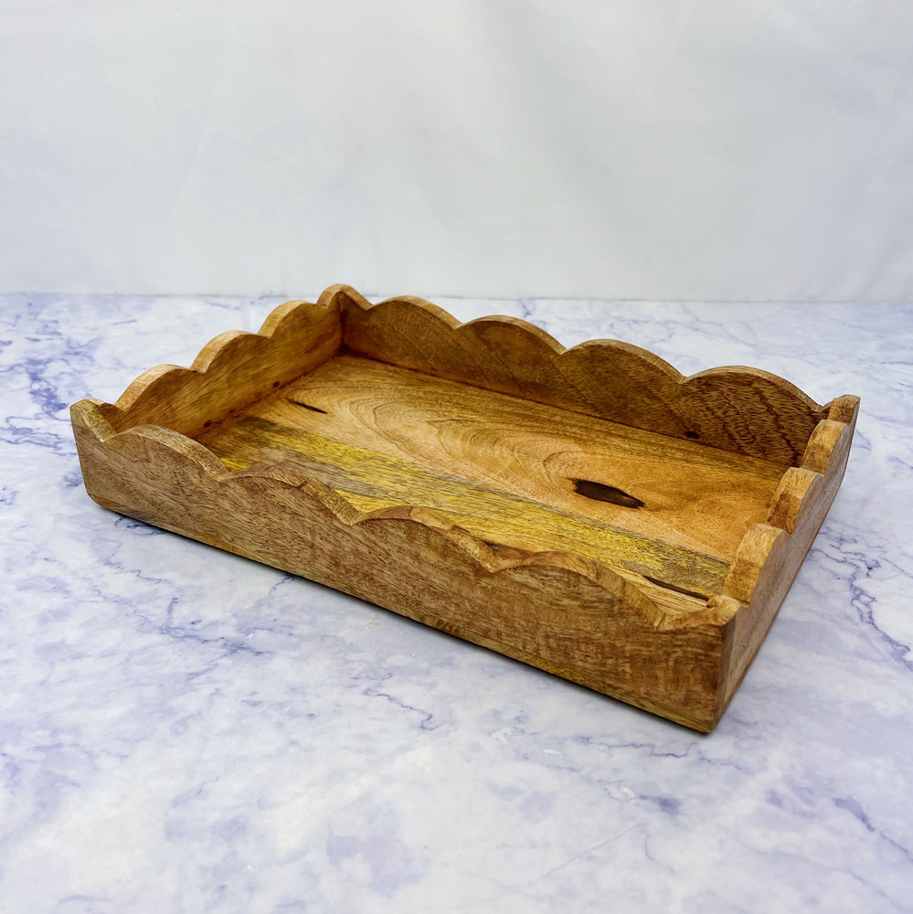 Scalloped Wood Tray