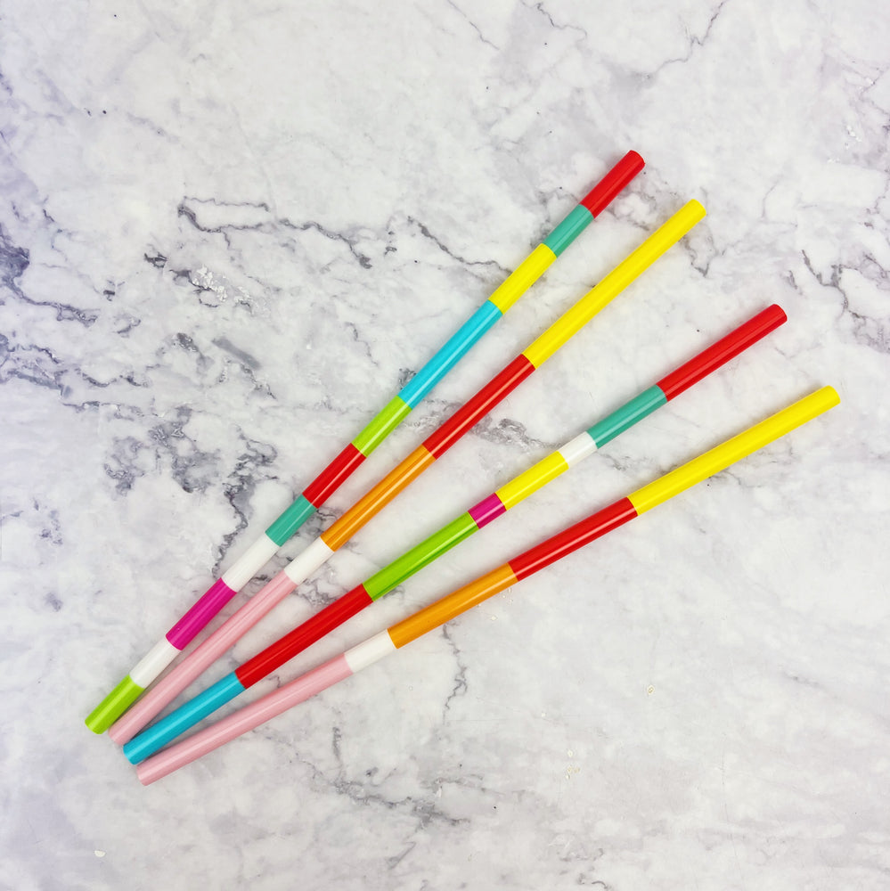 Reusable Colorblock Straw Set