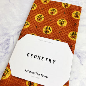 Floral Orange Days Recycled Tea Towel