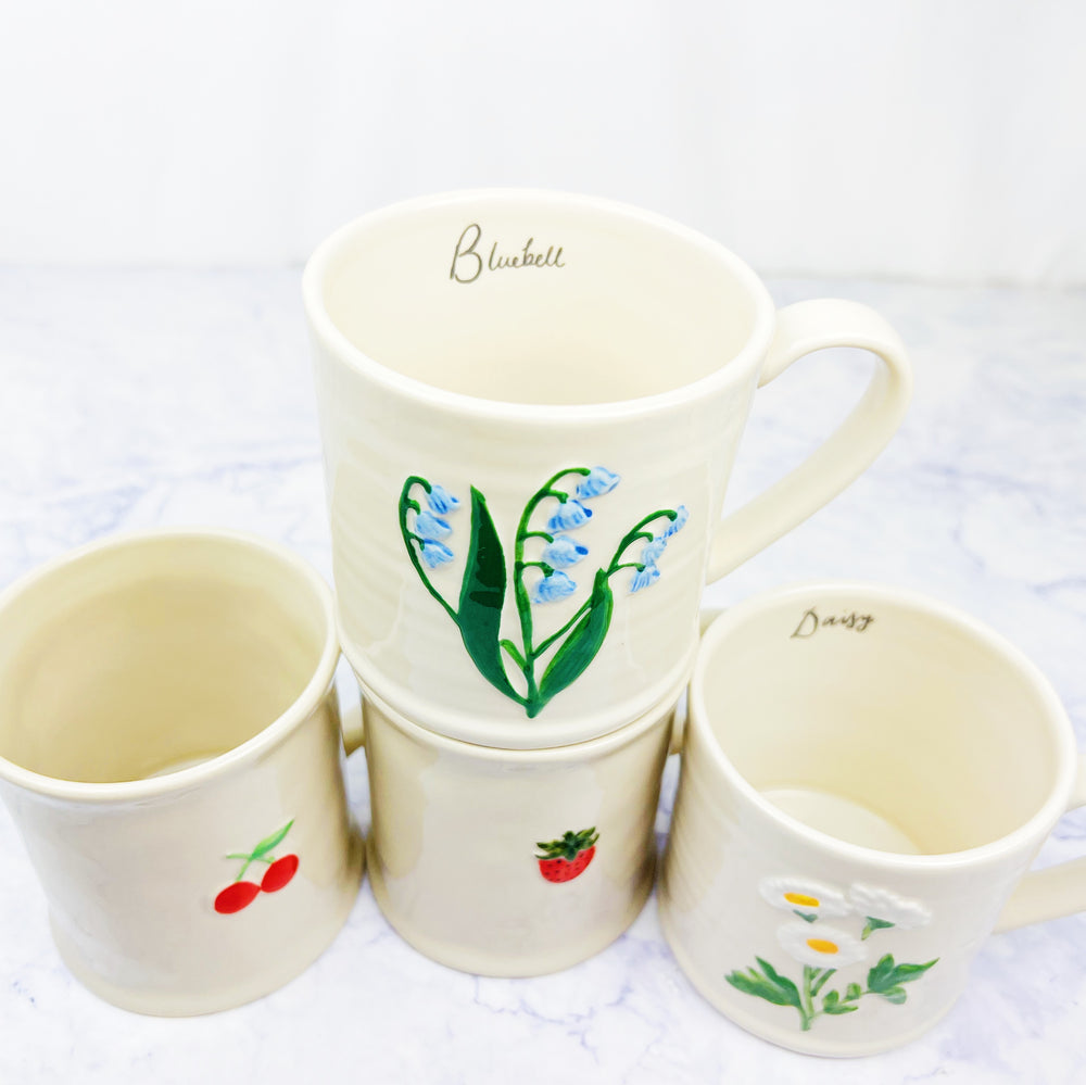 Fruity and Floral Embossed Mugs
