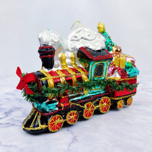 Christmas Train Glass Ornament