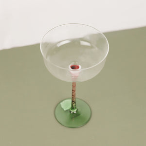 Pink and Green Stemmed Cocktail Glass