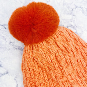 Fleece Lined Knit Pom Pom Hat