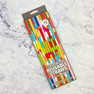 Reusable Colorblock Straw Set