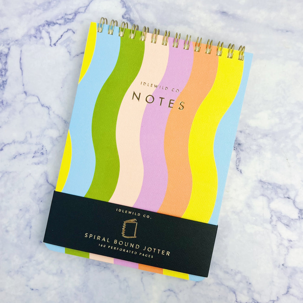 Wavy Rainbow Spiral Notebook