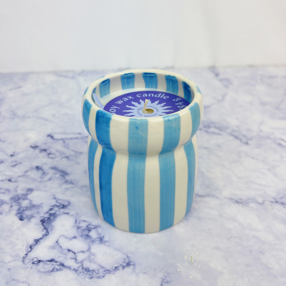 Hand Painted Striped Candle