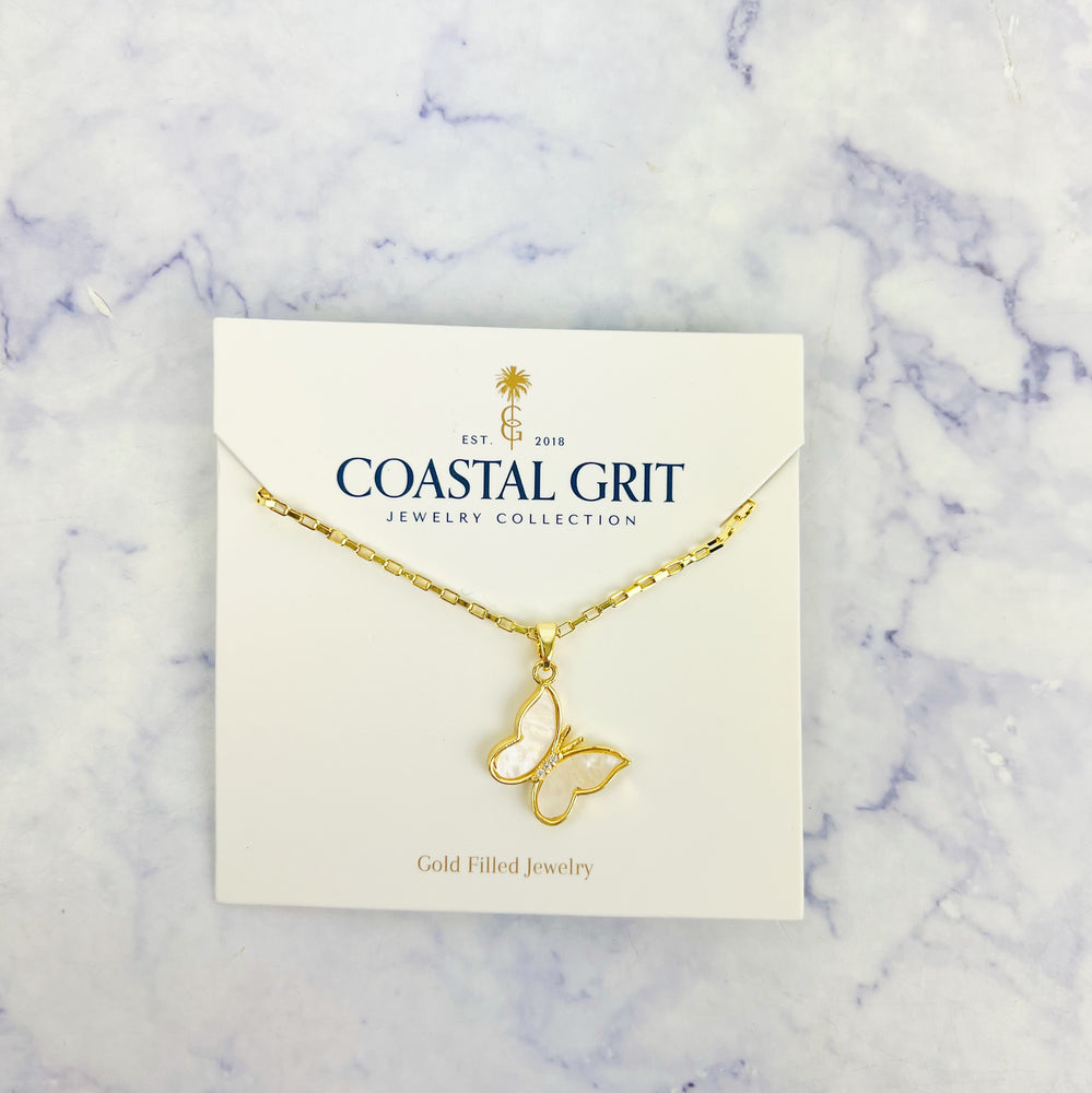 Mother of Pearl Butterfly Necklace