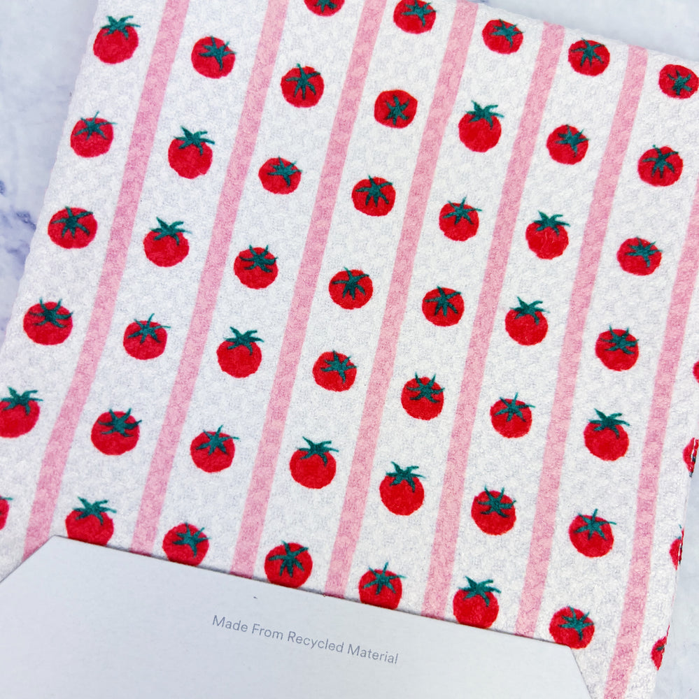 Tomato Striped Recycled Tea Towel