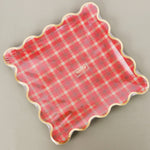 Red Plaid Scalloped Paper Plate Set