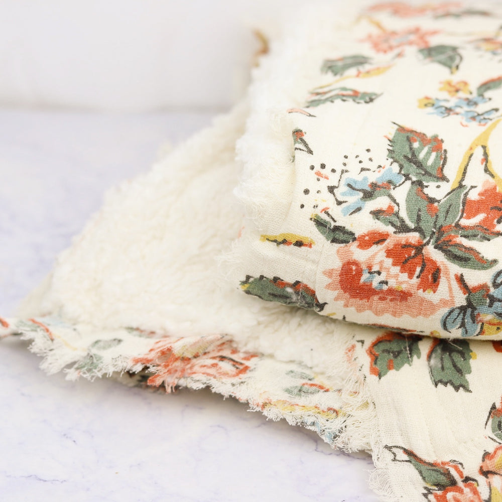 Woven Cotton Floral Throw