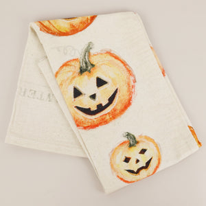 Jack O'Lantern Tea Towels - Cream