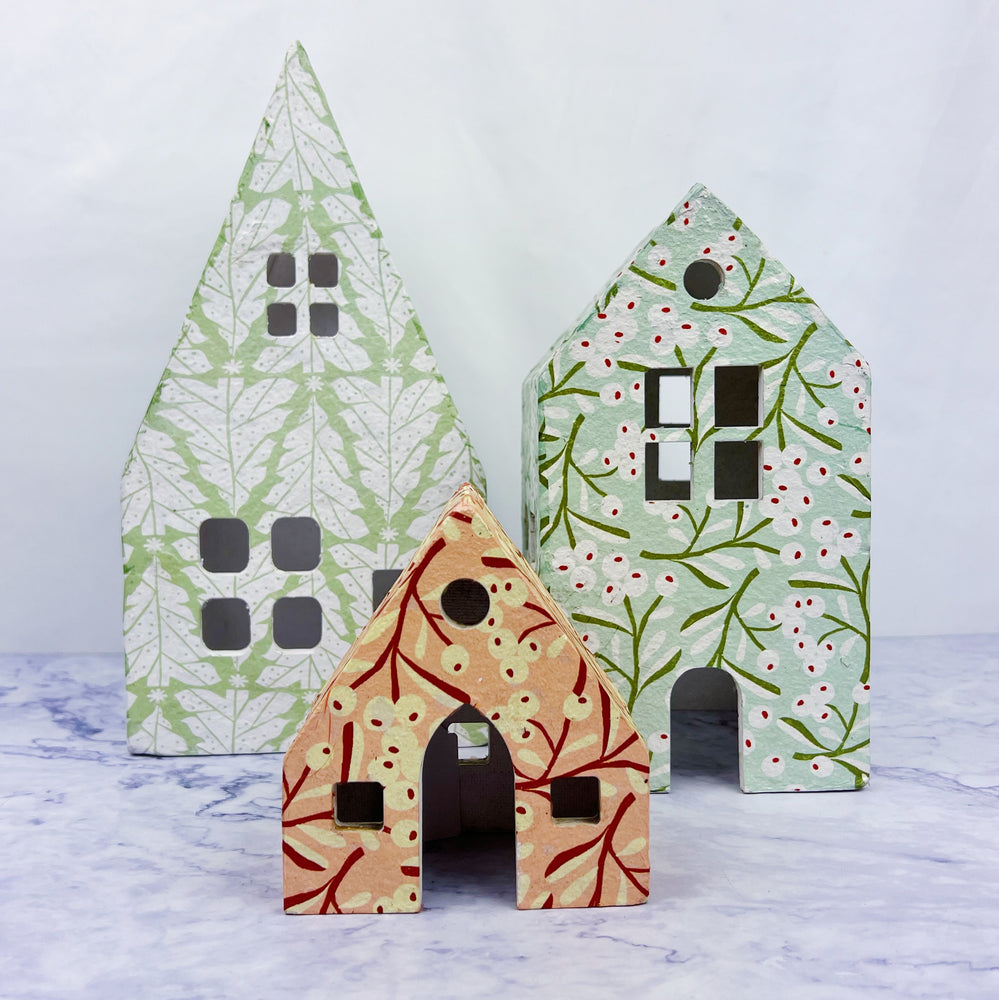 Holiday Paper Mache Houses