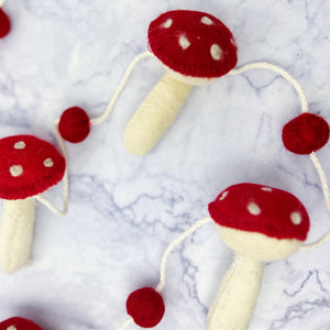 Mushroom Wool Felt Garland