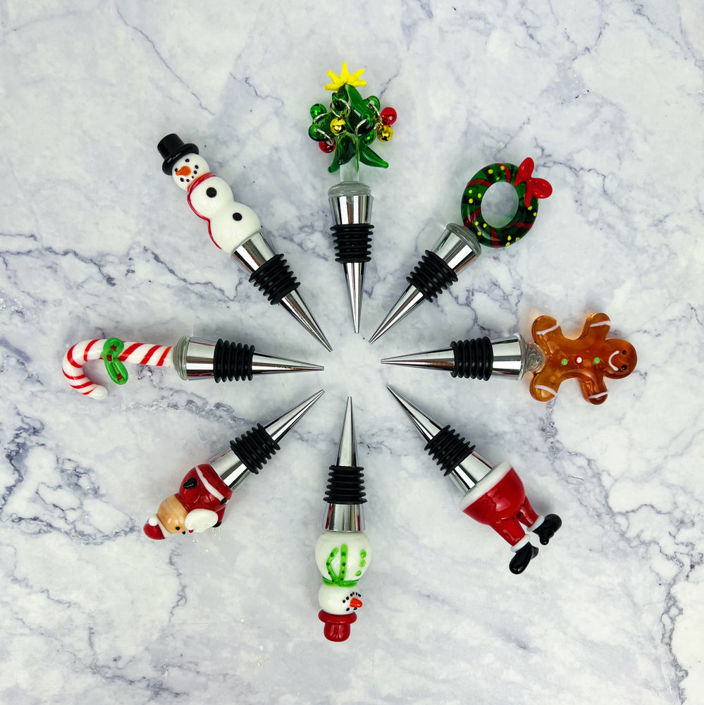 Holiday Glass Wine Stopper