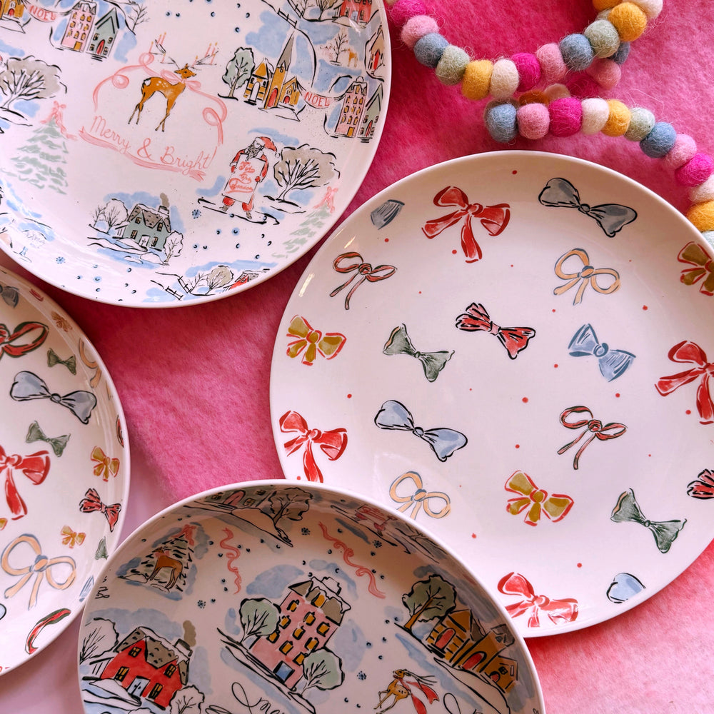 Whimsical Christmas Village Stoneware Plate