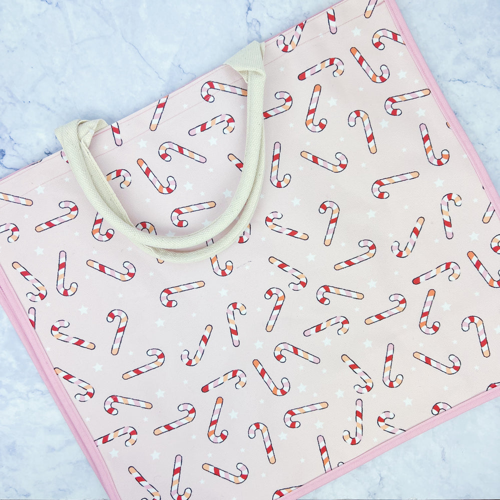 Candy Cane Canvas Tote Bag