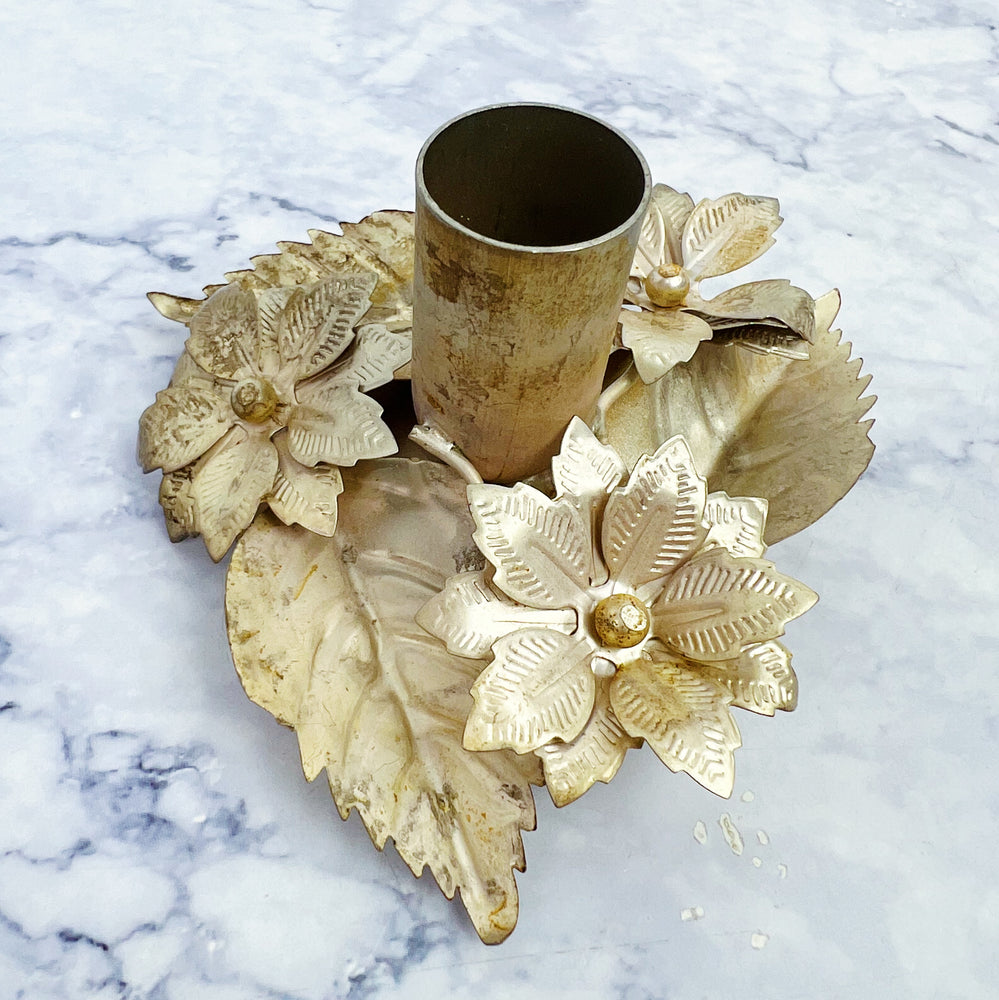 Metal Poinsettia Candle Holder