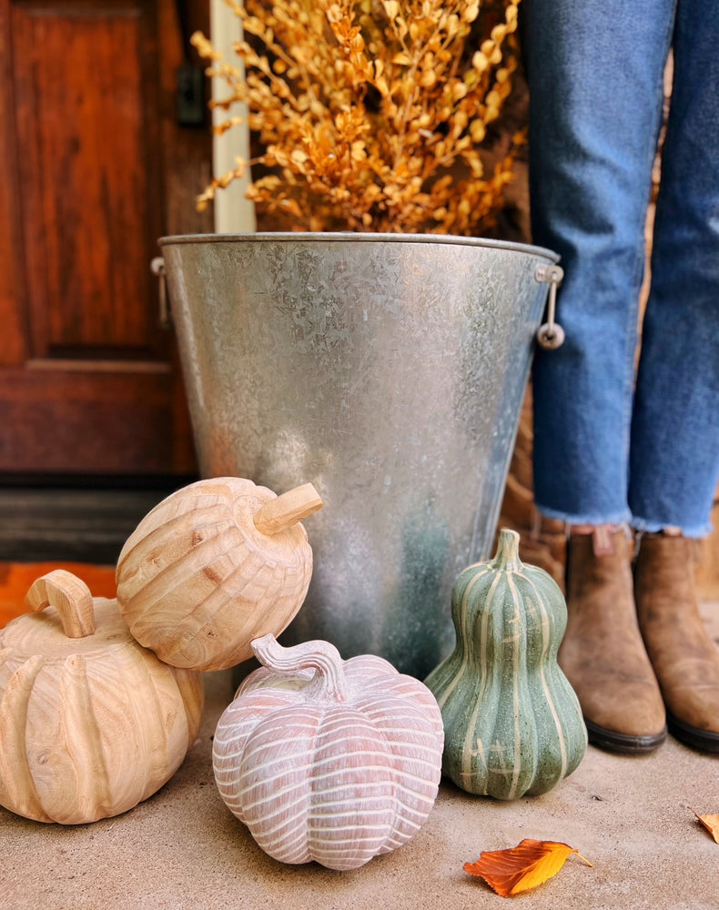 Whitewashed Ceramic Pumpkin