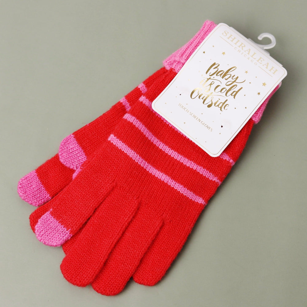 Red and Pink Touchscreen Gloves
