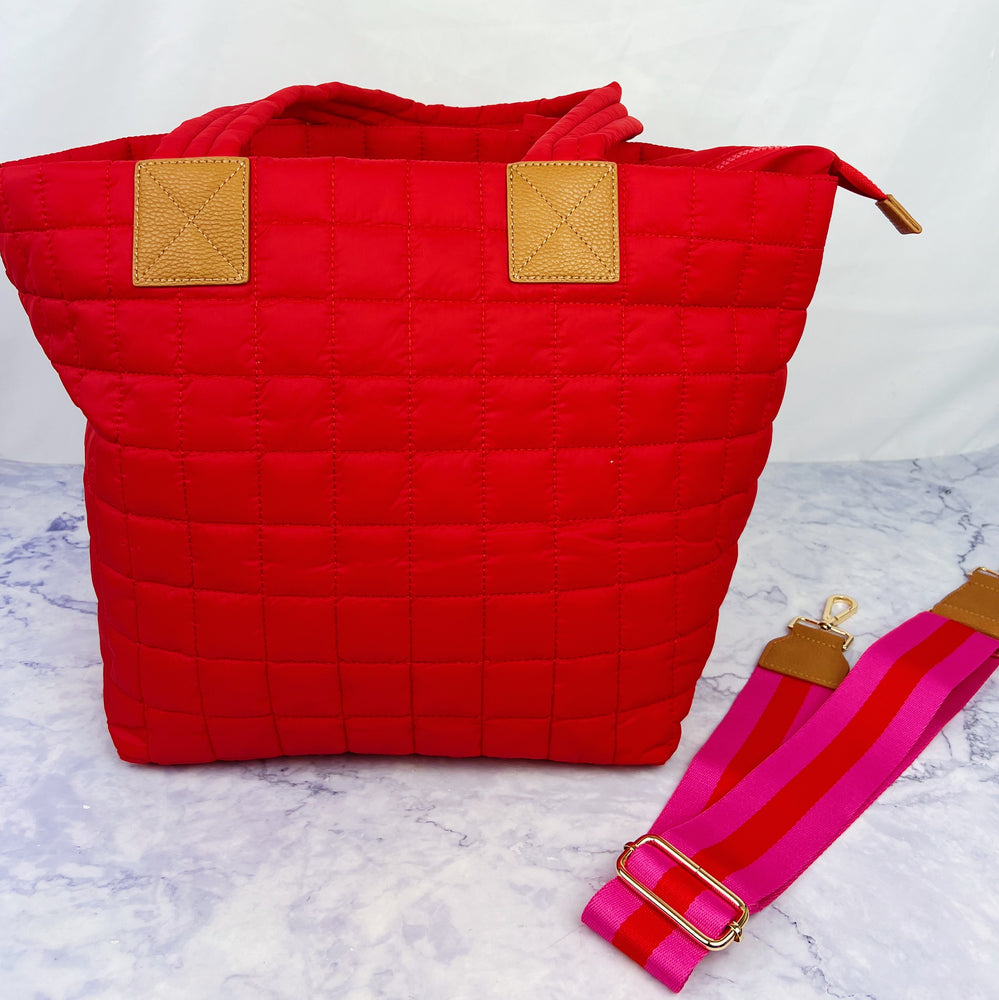 Holiday Quilted Puff Tote Bag