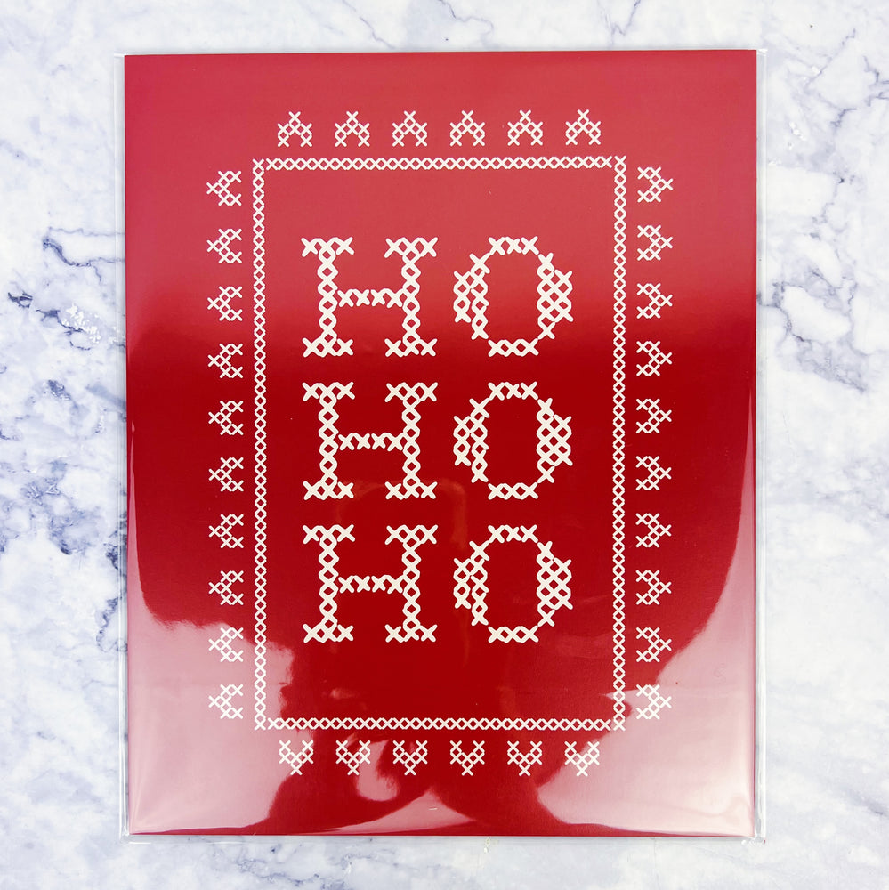 Ho Ho Ho Cross Stitch Art Print